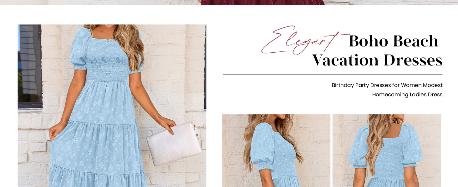 PRETTYGARDEN Flowy Tiered Boho Beach Vacation Dresses for Women Trendy Clothes