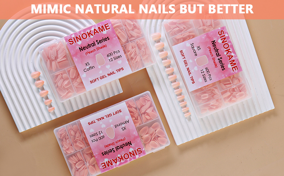 Amazon.com: SINOKAME Extra Short Square Nail Tips, 2 in 1