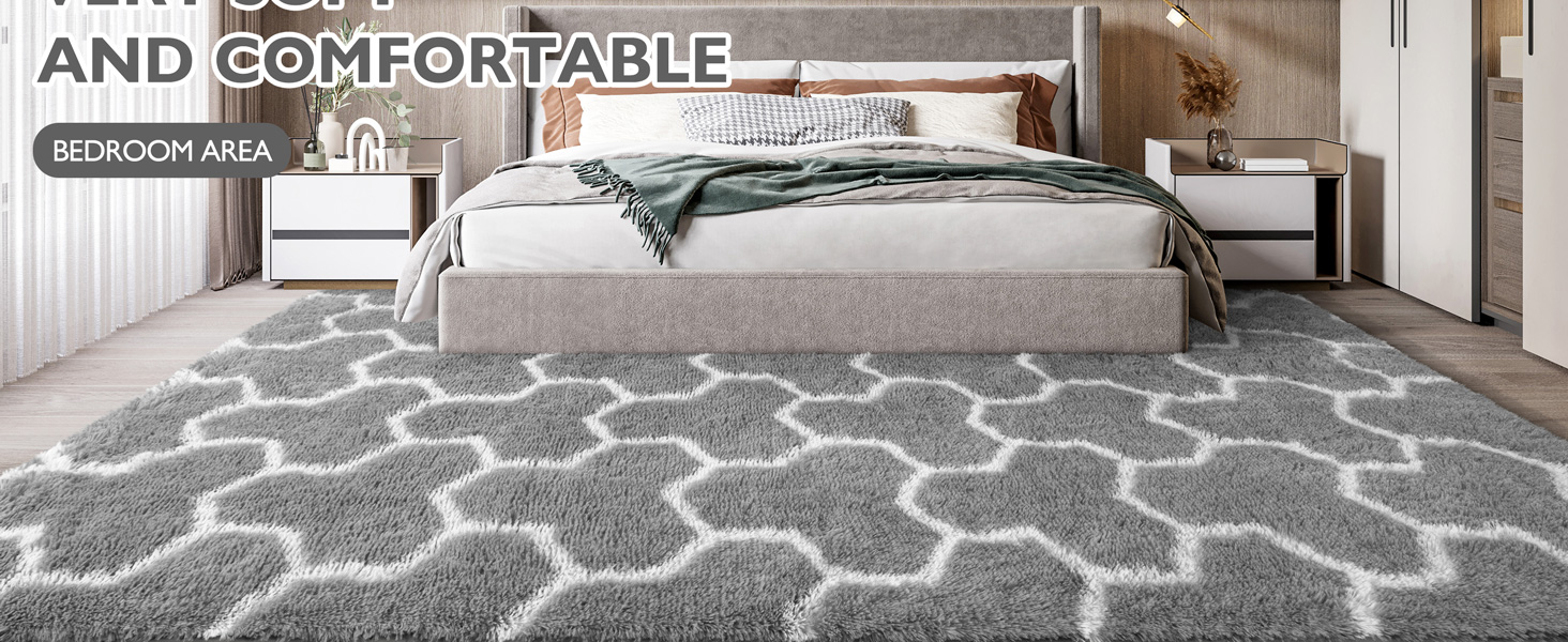 grey fluffy rug