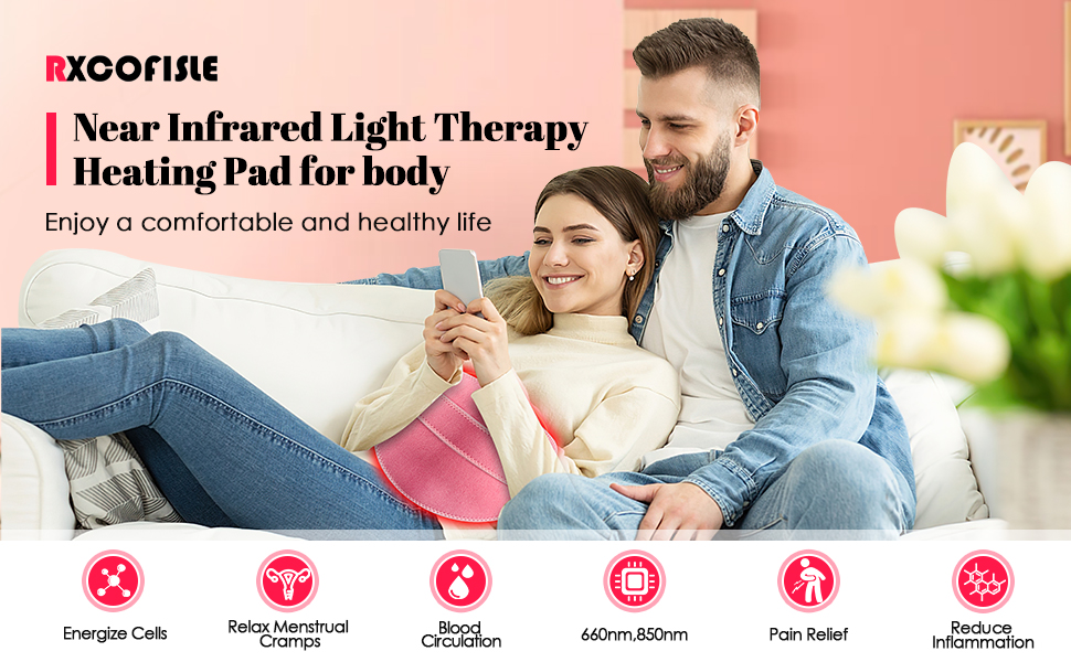 Red Light Therapy Heating Pad, RXCOFISLE 156 LEDs Red&Infared Therapy Device mat for