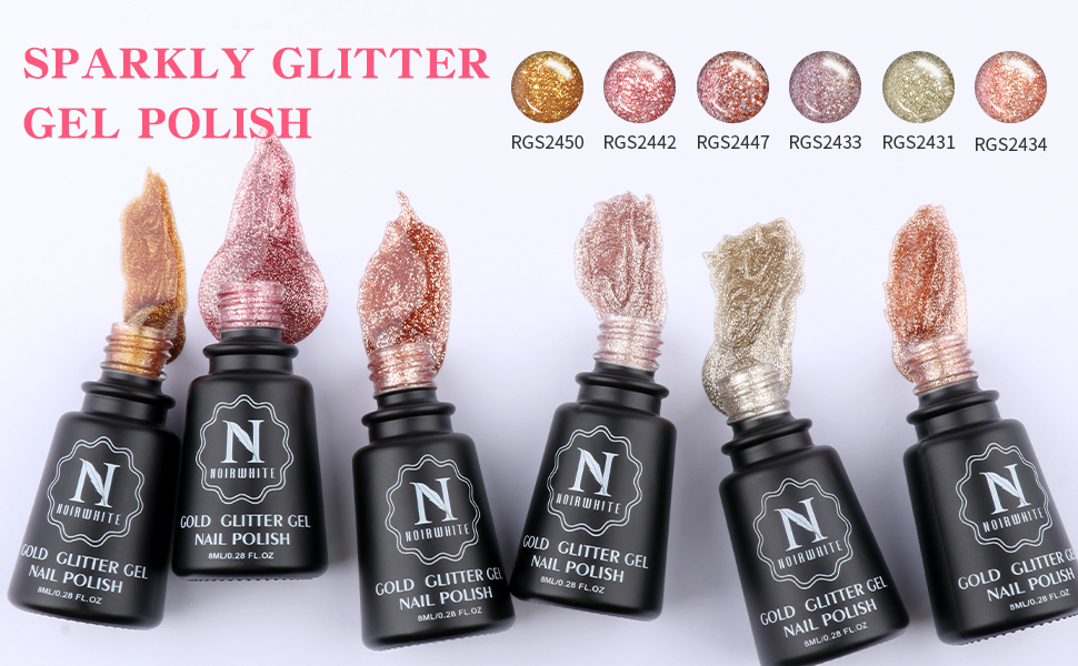 Noirwhite Gel Nail Polish Gold Glitter Gel Nail Polish Set