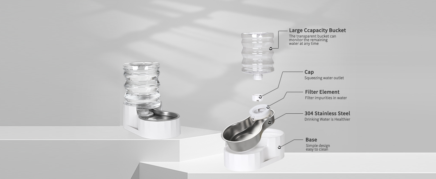 RIZZARI Automatic 5L Pet Waterer, Gravity Stainless Steel