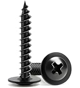 Wood Screws 1 Inch, 110 PCS FIXLINK Premium Phillips Truss Head Black Wood Screws, Self Tapping E...