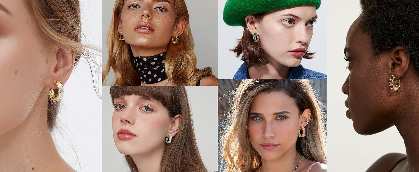 Gloquat CZ Gold Hoop Earrings