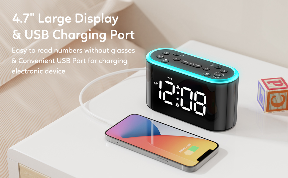 Odokee Digital Dual Alarm Clock for Kids Bedroom 7 Color