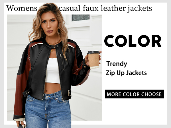 CROPPED FAUX LEATHER ブルゾン 06204-