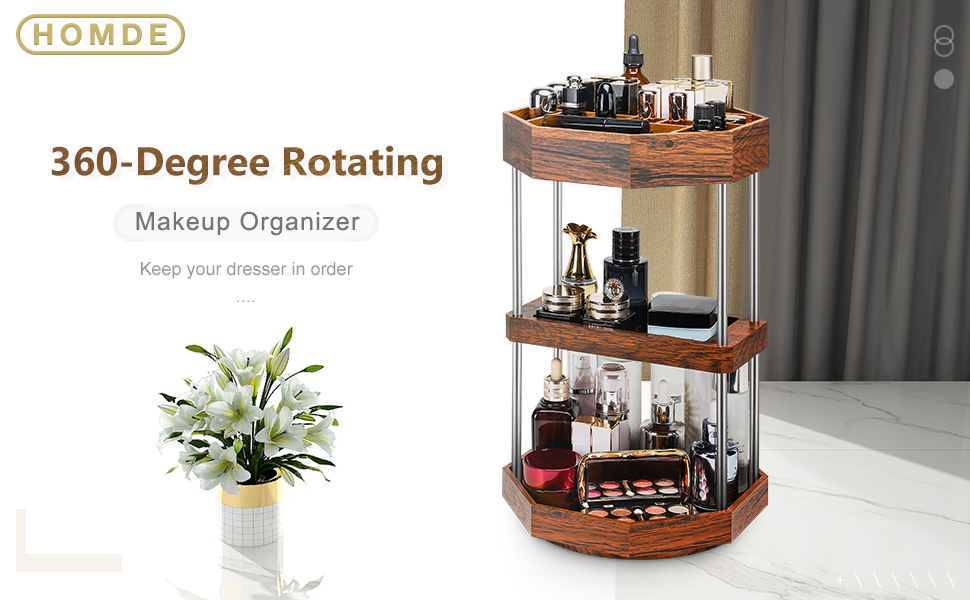 Wood Makeup Organizer 360° Rotating