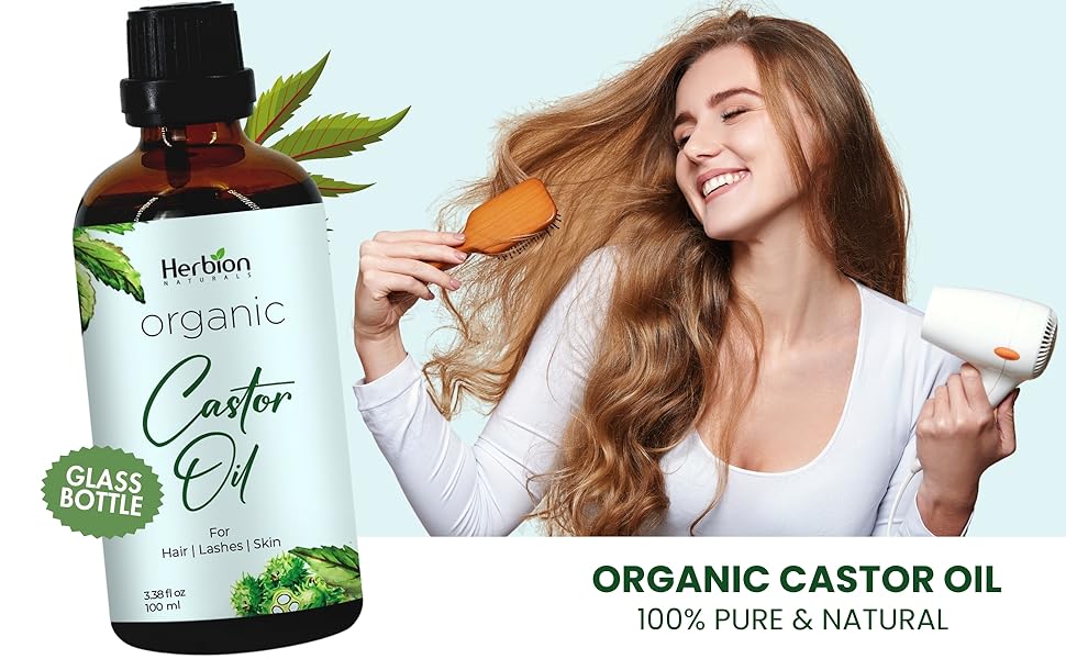 Herbion Naturals organic castor oil pure usda hair growth eyelash brows moisturizer hexane-free skin