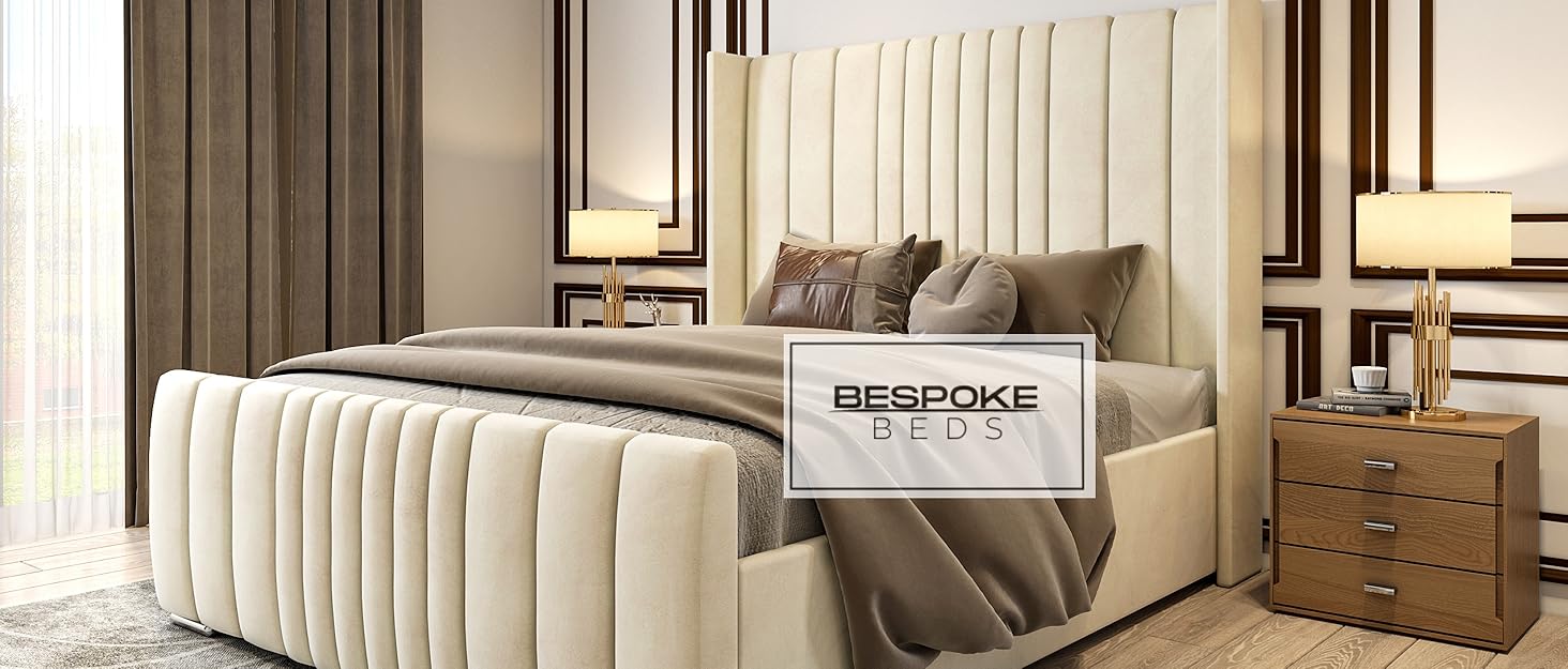 Double Ottoman Bed Curved Winged Headboard Ottoman Storage Bed