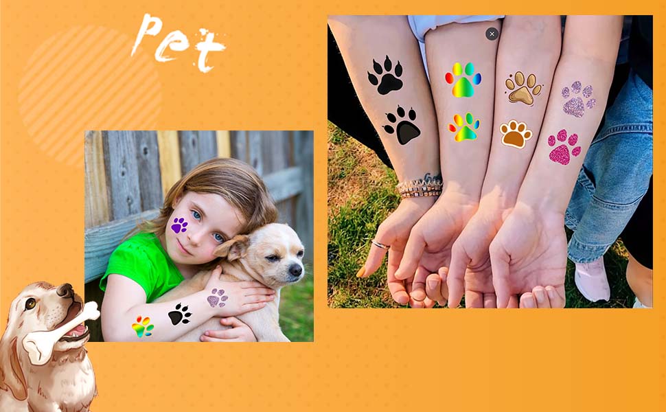 Paw Print Temporary Tattoos