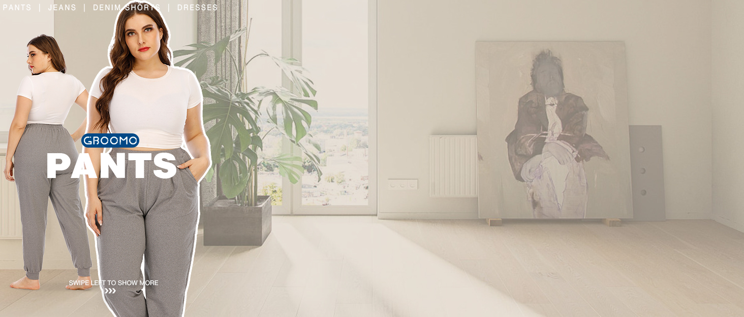 GBOOMO plus size clothes for women pants high waisted skinny jeans denim shorts tunic tops casual