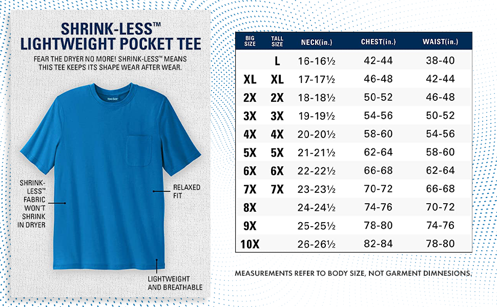 KingSize Men's Big & Tall Shrink-Less Lightweight Longer-Length Crewneck Pocket T-Shirt