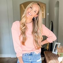 Women Cute Solid Round Neck Long Sleeve Side Split Pullover Sweatshirt with Irregular hemline design