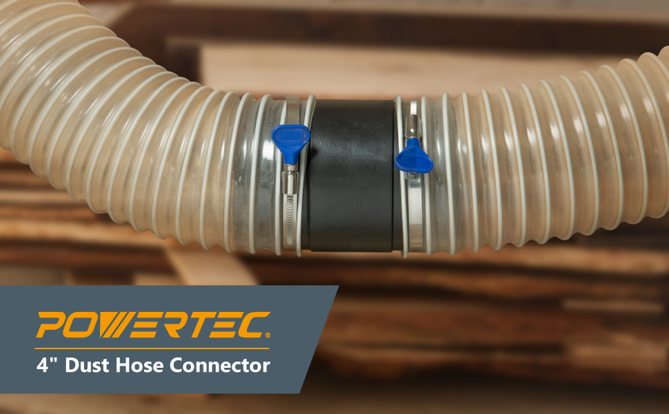 POWERTEC 70123 4Inch Dust Hose Connector w/Quick Connect