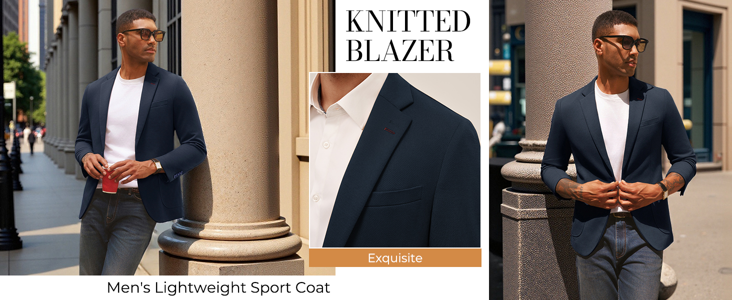 Sport Coats for Men Casual One Button Blazer Lightweight Unlined Suit Jackets Knitted Blazer
