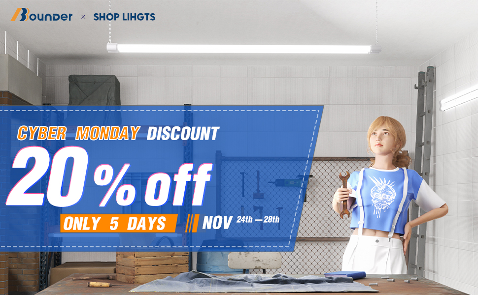 Bbounder 8 Pack Linkable LED Utility Shop Light, 4400 LM, 6500K Cool Daylight, 4 FT, 48 Inch