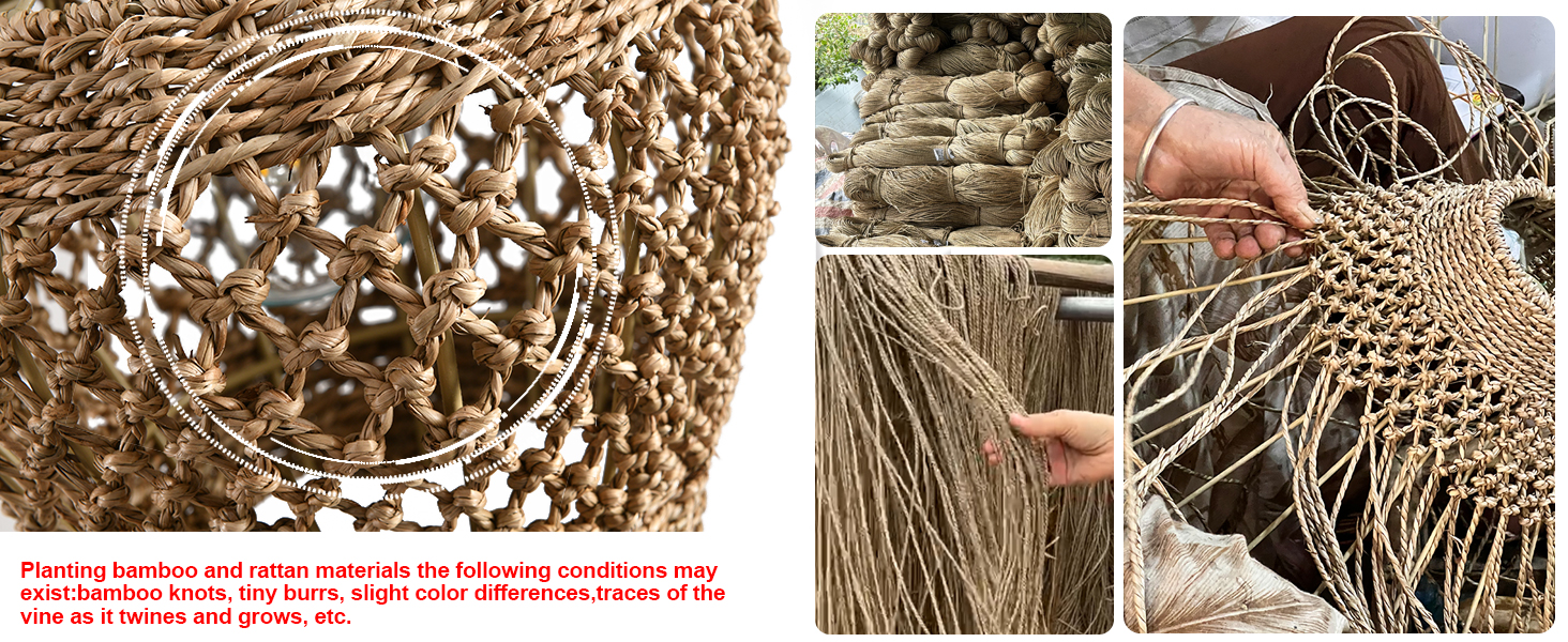 3-Light Hand Woven Seagrass Rattan Chandelier