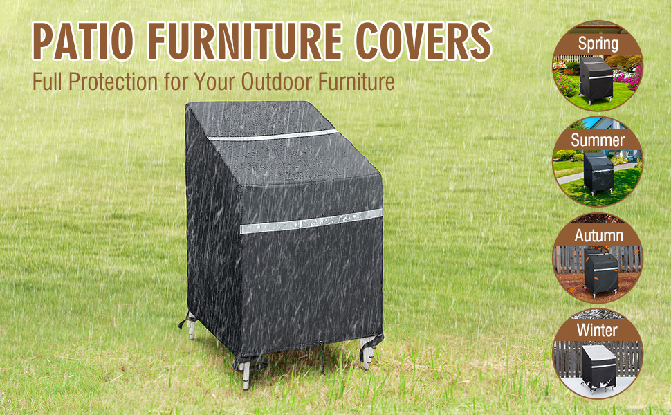 HIRALIY Stacking Patio Chair Covers, Waterproof High Back Outdoor Chair Covers