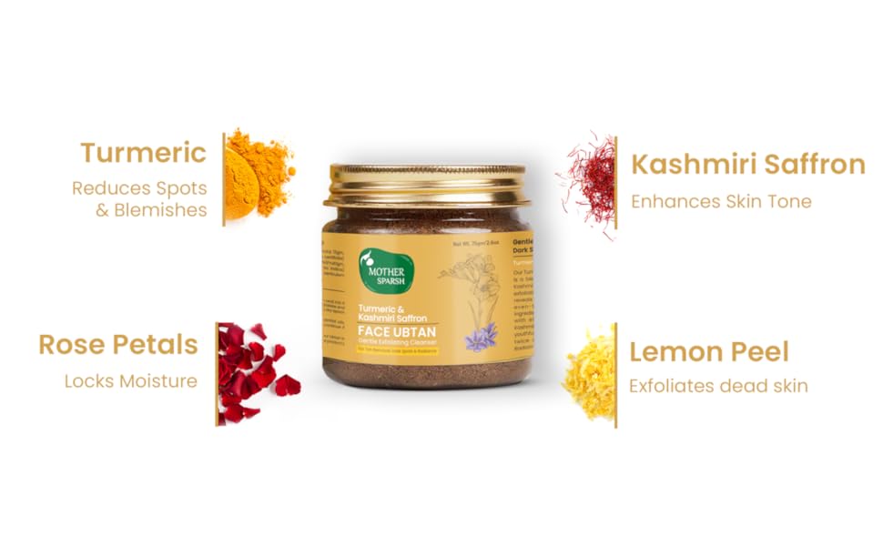 Mother Sparsh Turmeric & Kashmiri Saffron Face Ubtan Powder for Tan