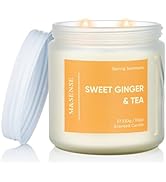 M&SENSE Sweet Ginger Tea Scented Candle - 11.6oz Natural Soy Non Toxic 70-Hour Burn Time, 2 Wick ...