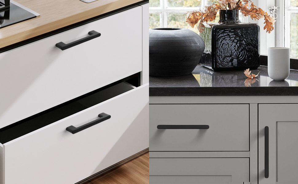 homdiy 10 Pack Matte Black Pulls Black Square Kitchen