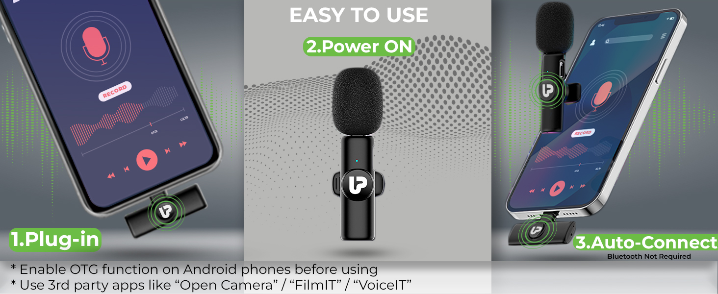 wireless microphone & receiver set Plug & play collar mic