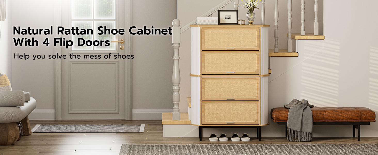 KZNGK Shoe Storage Rattan Shoe with