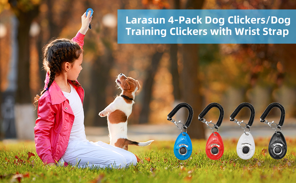 Larasun Dog Clickers 4Pack Dog Training Clickers with Wrist Strap for