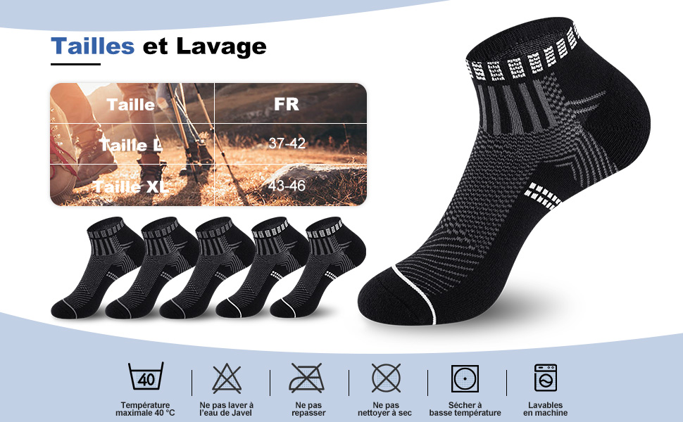 Masswish Chaussette Homme, Chaussettes Basses Courte Homme Femme, Lot de 6 Paires Chaussette