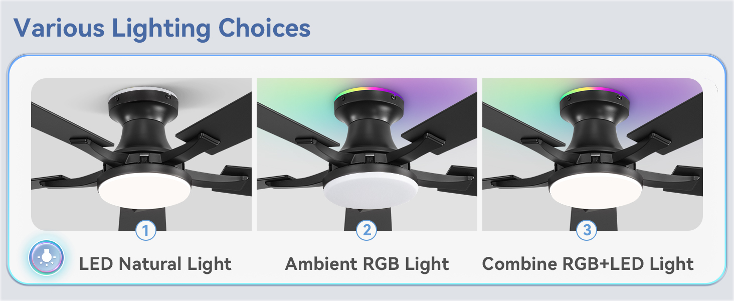 52 Inch Smart Ceiling Fans with RGB Lights