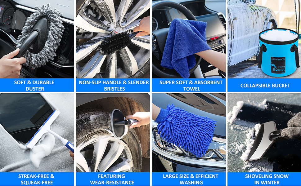 AUTODECO 41Pcs Car Cleaning Wash Kit Interior Detailing Cleaner Kit with High Power