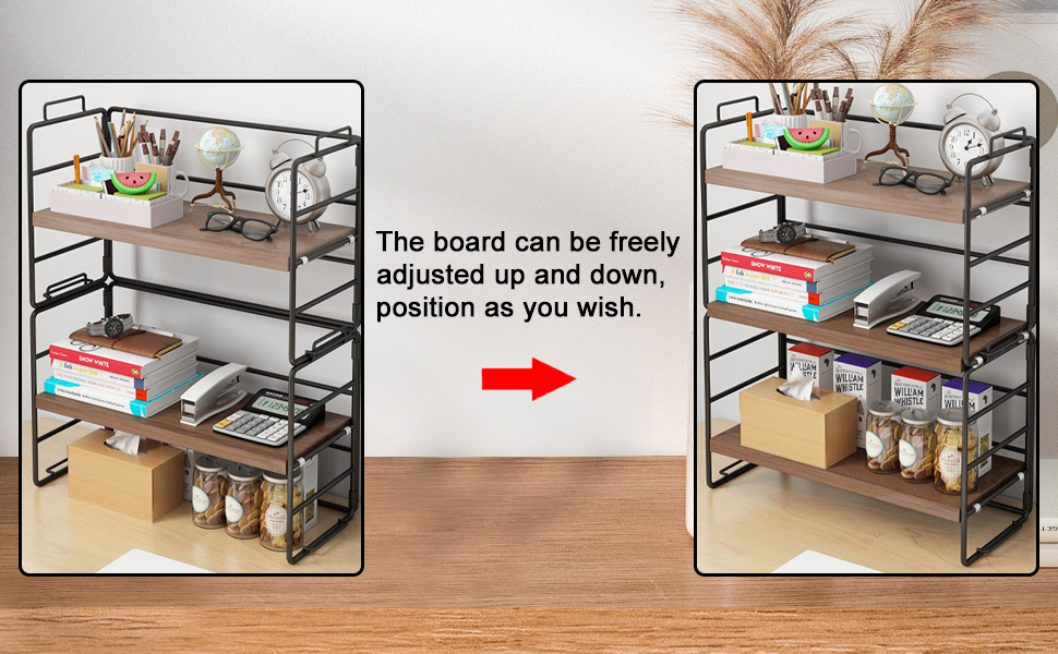 Jessie Wood Desk Shelf, Office Desktop Shelf, Countertop