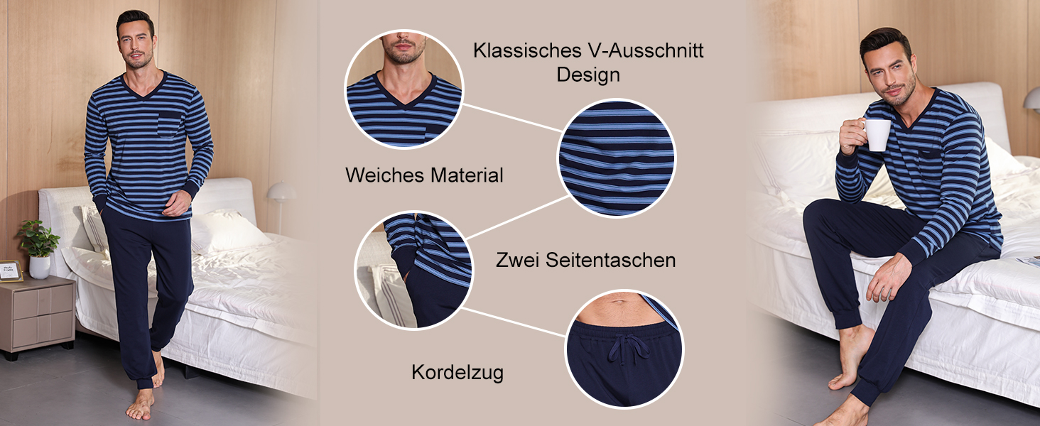 Herren Schlafanzug lang