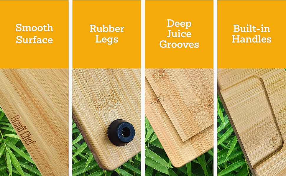 wooden cutting board with feet