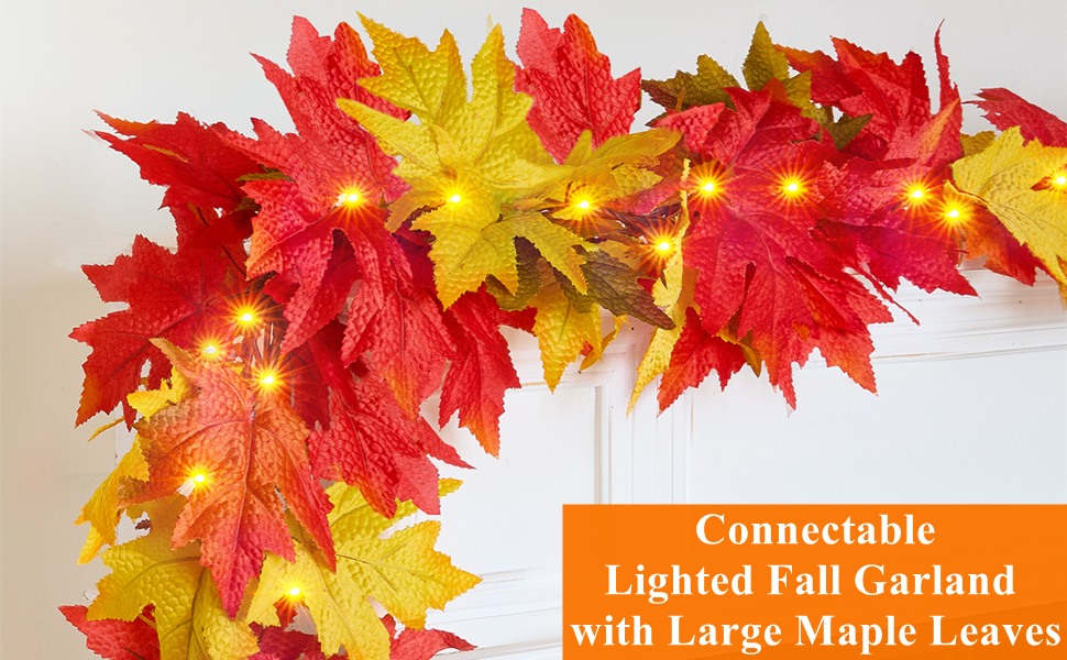 Fall Lights Thanksgiving Lights Fall Garland with Lights