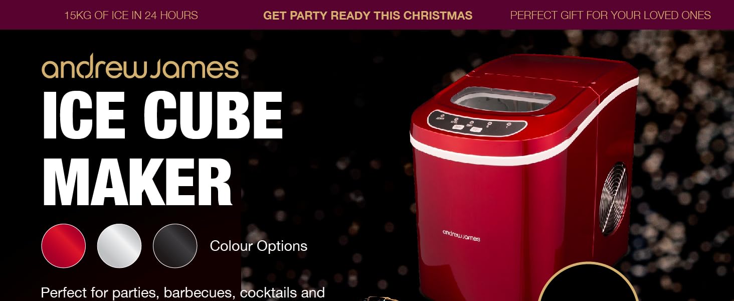 Andrew James Ice Maker Machine, Counter Top Electric Ice Cube Maker For Home, Ice In 10 Mins