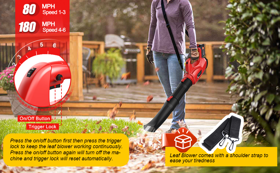 21V Electric Leaf Blower Cordless, 4000mAh Battery Powered
