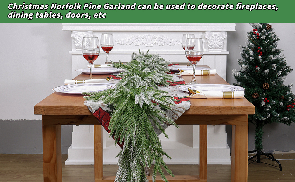 Snow Flocked Norfolk Pine Garlands