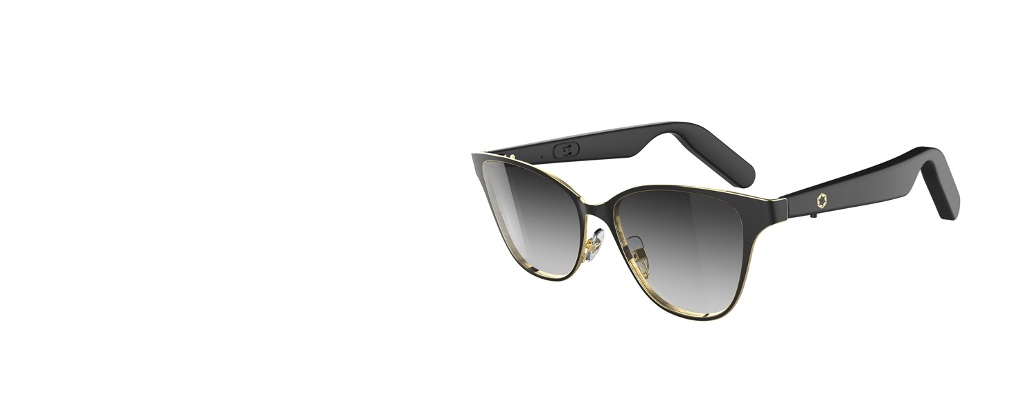 Lucyd Smart Sunglasses | Electra Model | Bluetooth Audio Glasses | Open Ear | Noise Canceling Wireless Mics| Narrow Size 18 Lucyd Lyte 2.0 Bluetooth Audio Sunglasses Women Black