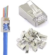 VCE Shielded RJ45 Pass Through Connectors Cat6 50-Pack, Ethernet Crimp Modular Plug for Cat6/Cat5...