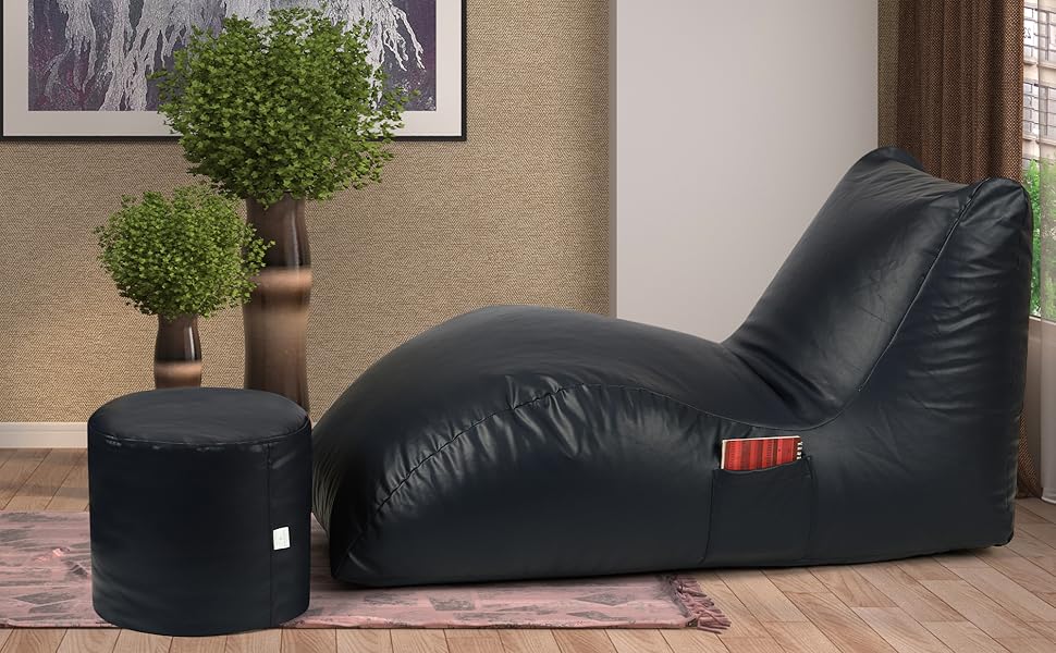 KAM'S LIEU Jumbo Beans Filled Comfortable Faux Leather Lounger Bean