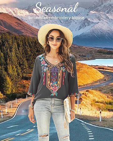 Bohemian embroidered blouse