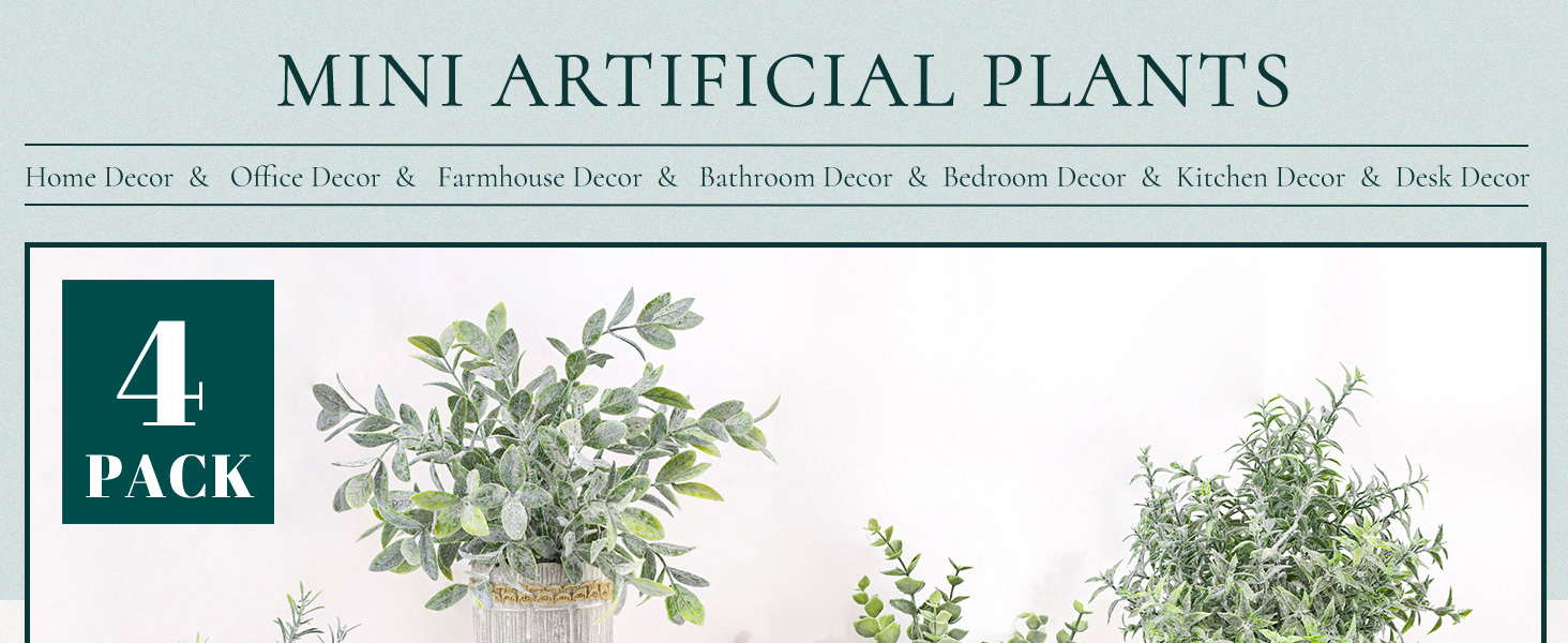 4 Packs Small Fake Plants farmhouse decor Indoor