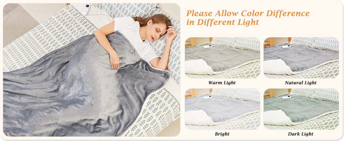 Mia&Coco Electric Heated Blanket Throw Flannel Sherpa Fast