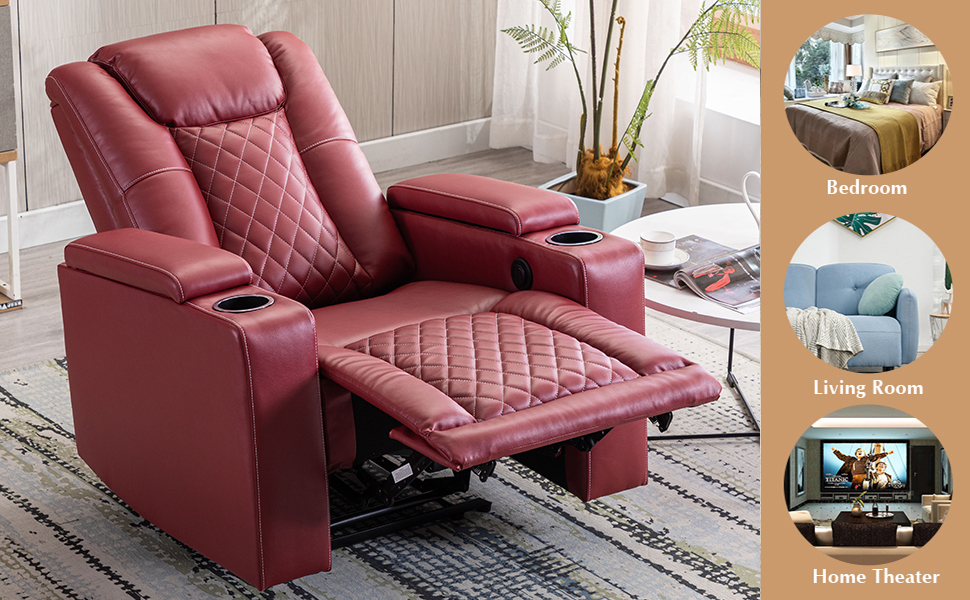 ANJ Power Recliner Chair Set of 3, PU Leather Electric Home Theater Seating with USB