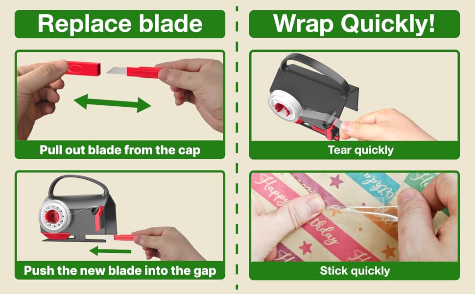 Quickly wrap gift with tear tapes