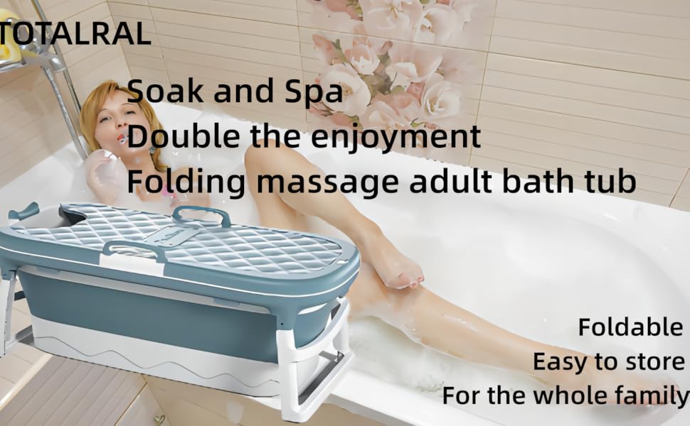 60 inch Foldable Bathtub with Temperature Display, Thermostatic Cover