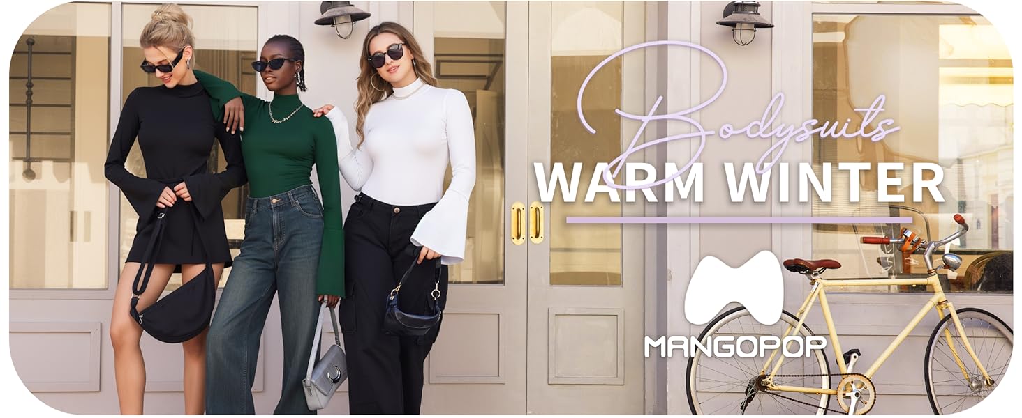 flared sleeve mock neck bodysuit for women