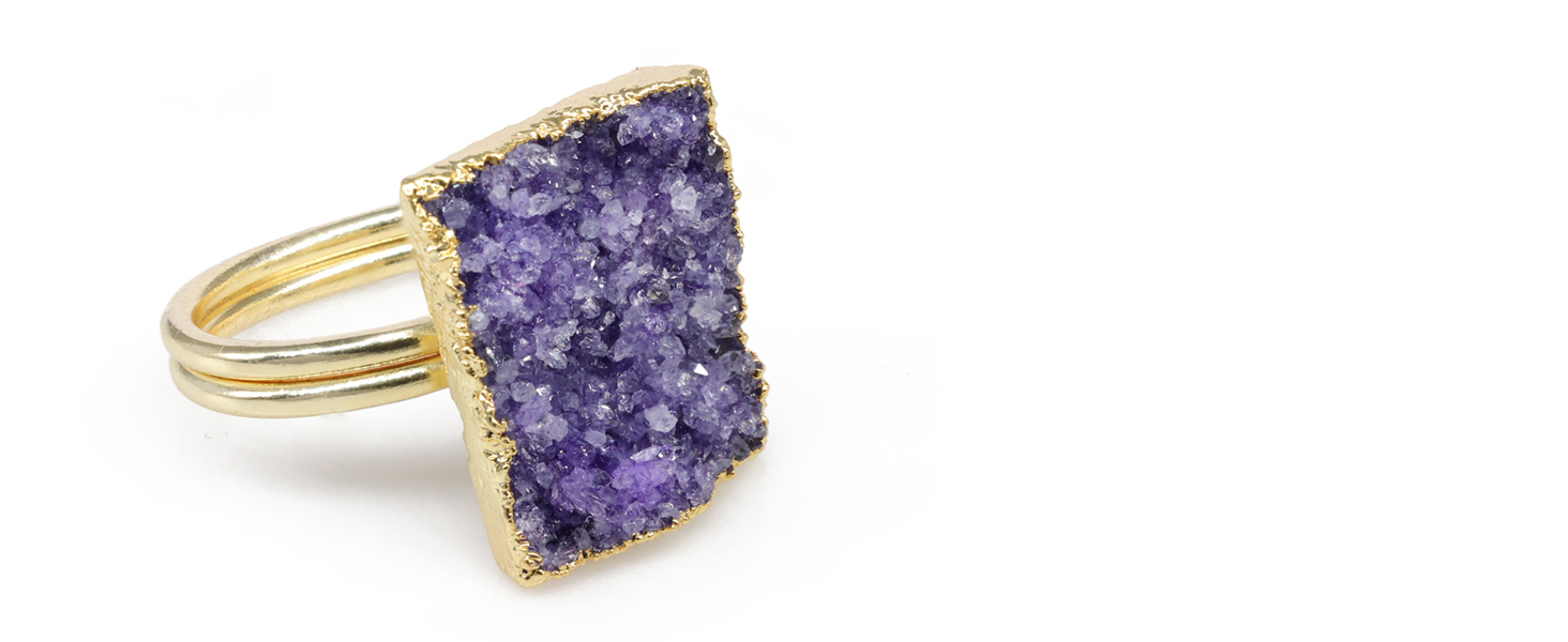 Rectangle Druzy Ring
