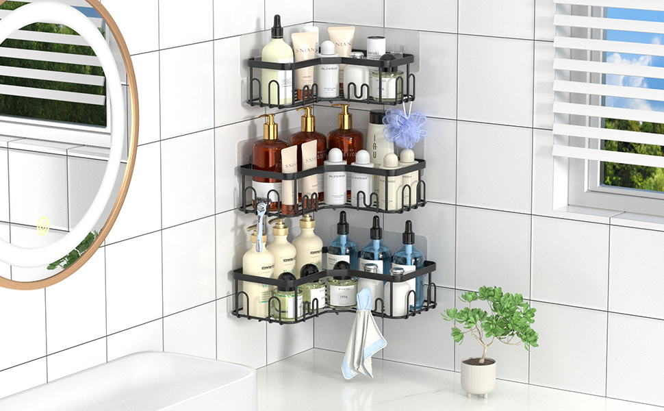 Menbyci 3 Pack Corner Shower Caddy, Stainless Steel Corner